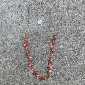 Gold Chain Necklace with Red Beads